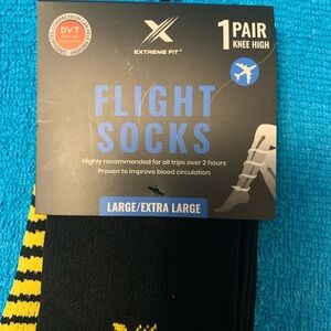 Extreme Fit Black and Yellow Knee-High Compression Flight Socks